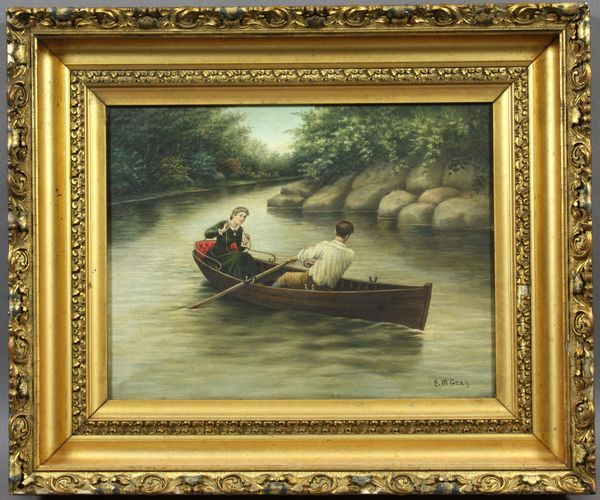 Appraisal: E M Gray Victorian boating scene o c x x