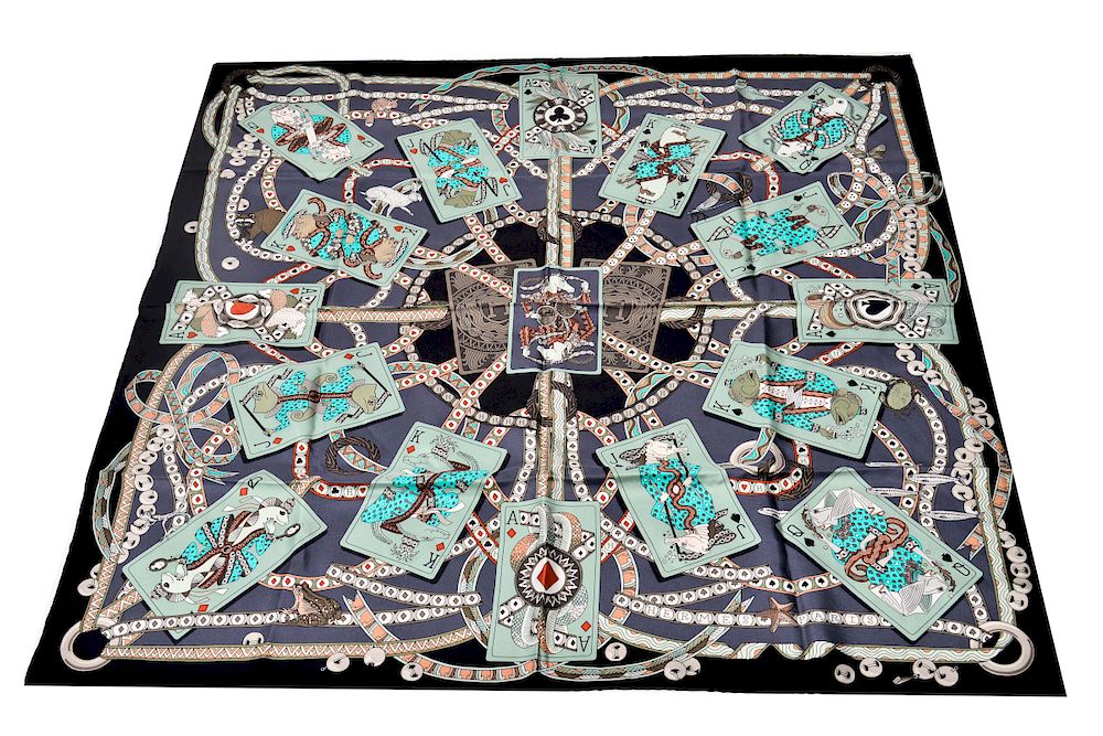 Appraisal: Hermes Dame de Coeur a Vous L'Honneur Silk Scarf Hermes