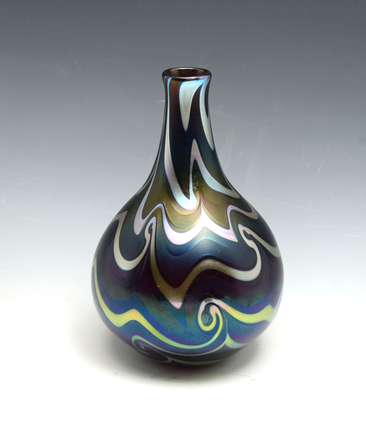 Appraisal: CHARLES LOTTON SIGNED METALLIC VASE Blown glass vase having an