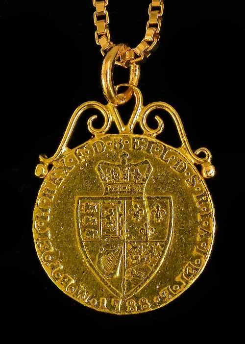 Appraisal: A George III 'Spade' Guinea worn in ct gold mount