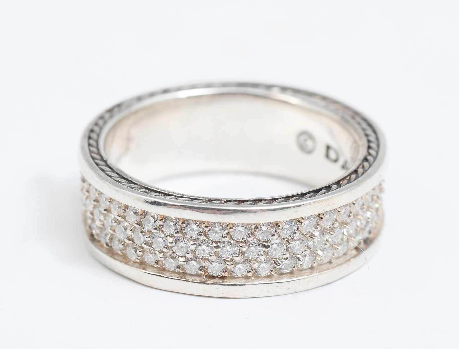 Appraisal: STERLING DAVID YURMAN ROW PAVE DIAMOND BAND Handsome row pave