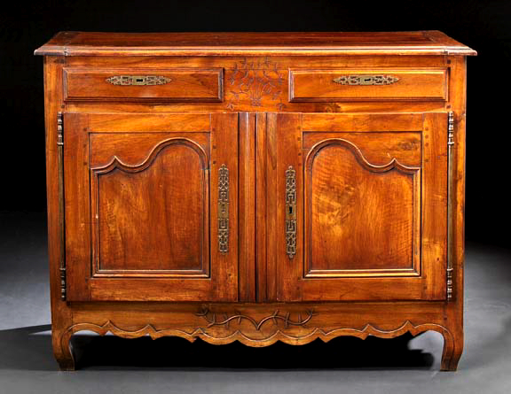 Appraisal: Provincial Louis XV-Style Walnut Buffet mid- th century the rectangular