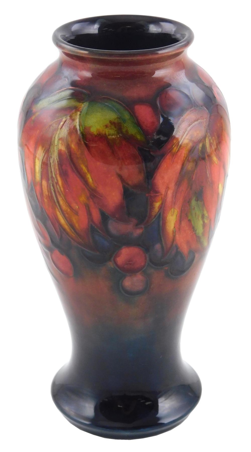 Appraisal: Early Walter Moorcroft flambe Leaf Berry vase c baluster form