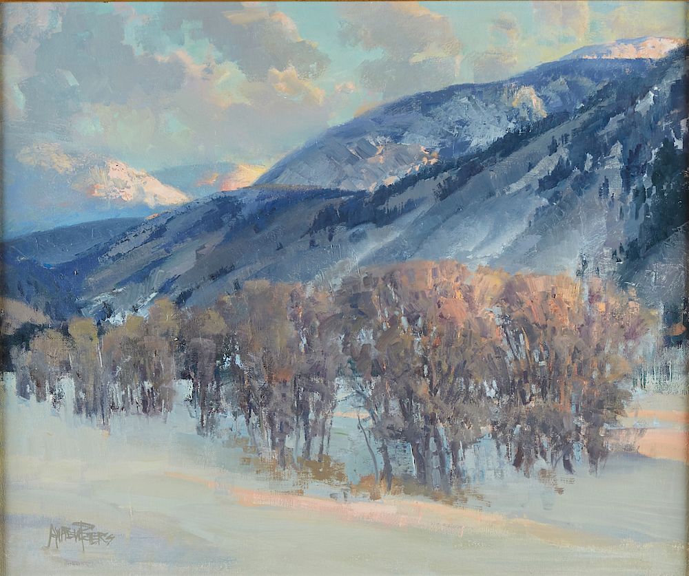 Appraisal: Andrew Peters Winter Scene Oil on Canvas Andrew Peters b