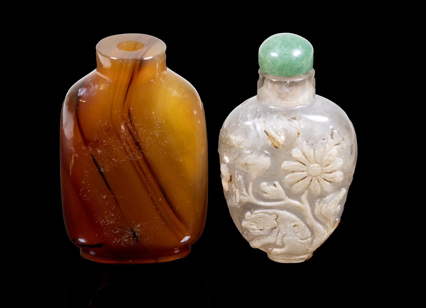 Appraisal: CHINESE HARDSTONE SNUFF BOTTLES Lot of th c Snuff Bottles