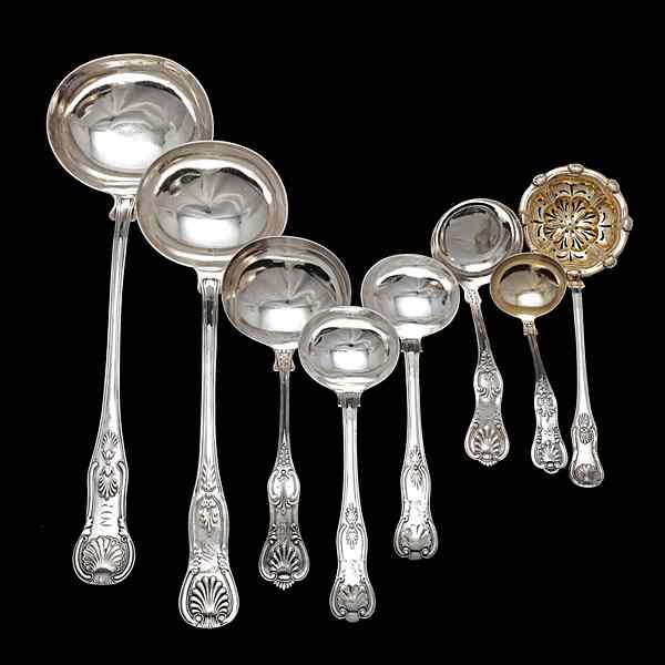 Appraisal: King's Pattern Sterling Ladles American An assembled group of eight