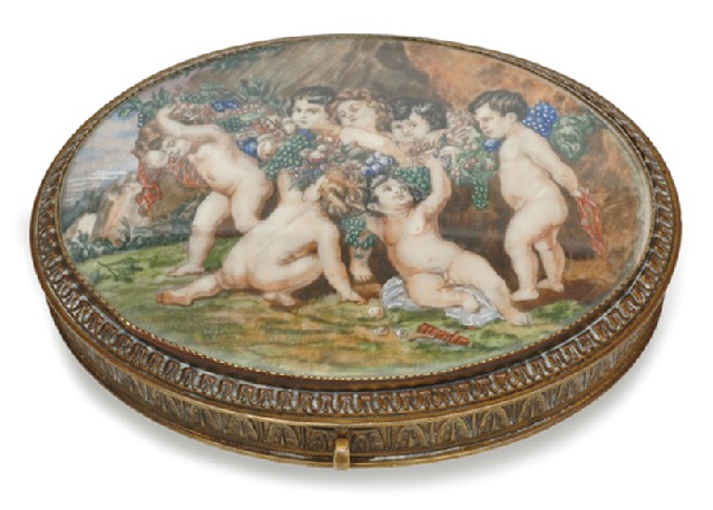 Appraisal: A GERMAN BRASS BOX INSET WITH AN IVORY MINIATURE Circa