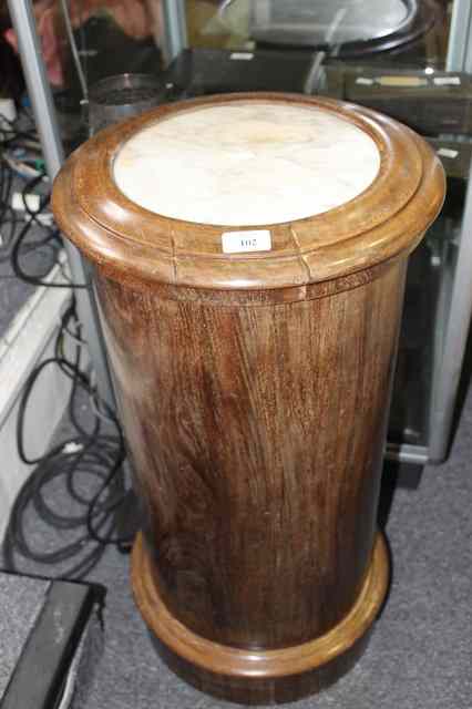 Appraisal: A VICTORIAN MAHOGANY CYLINDRICAL POT CUPBOARD with inset marble top