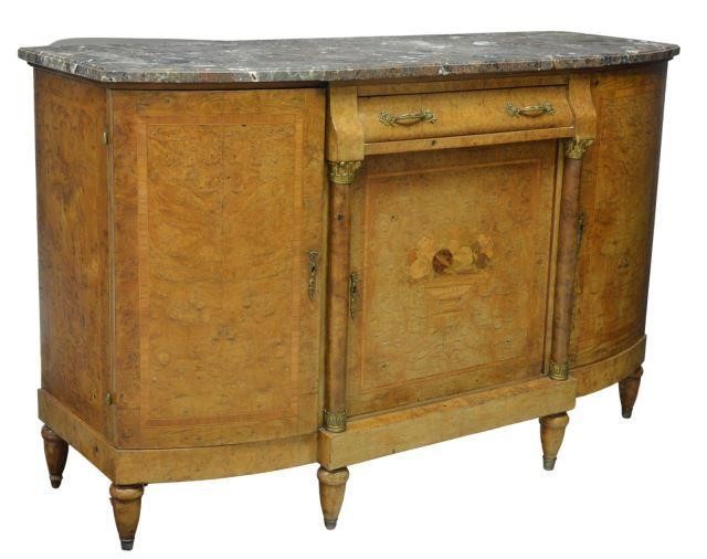 Appraisal: French Art Deco marble-top sideboard c s- s burlwood case