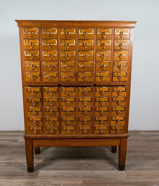 Appraisal: Oak library card catalog cabinet American early th century Oak