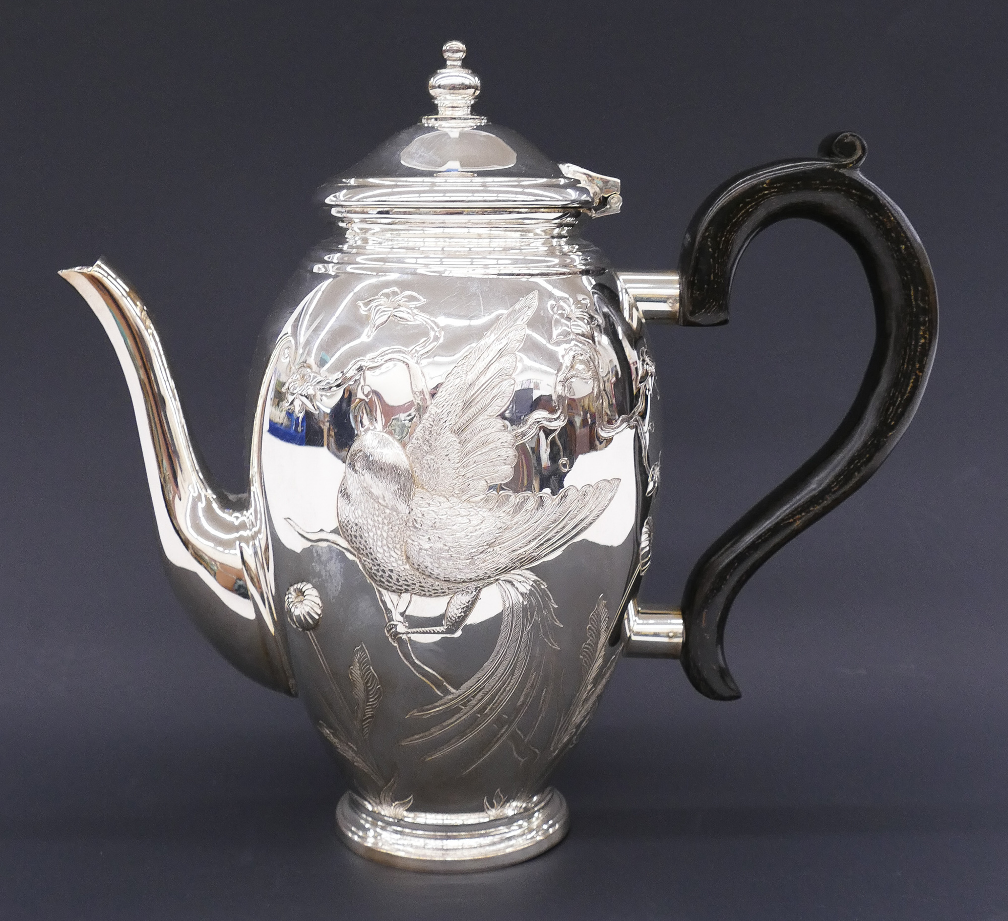 Appraisal: Tiffany Co ''Audubon'' Sterling Coffee Pot ''x '' Impressive hand