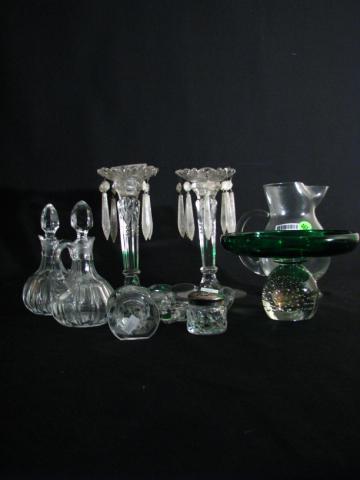 Appraisal: Group of Glass accessories including pair of candle holders with