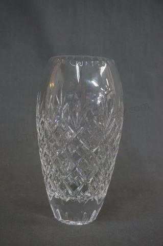 Appraisal: Cut Crystal Criss-Cross Centerpiece Vase lead crystal cut and polished