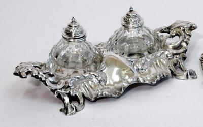 Appraisal: A VICTORIAN INK STAND in the rococo style pierced and