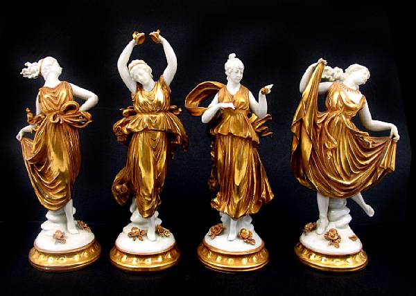 Appraisal: A set of four Continental porcelain figures of dancing maidens