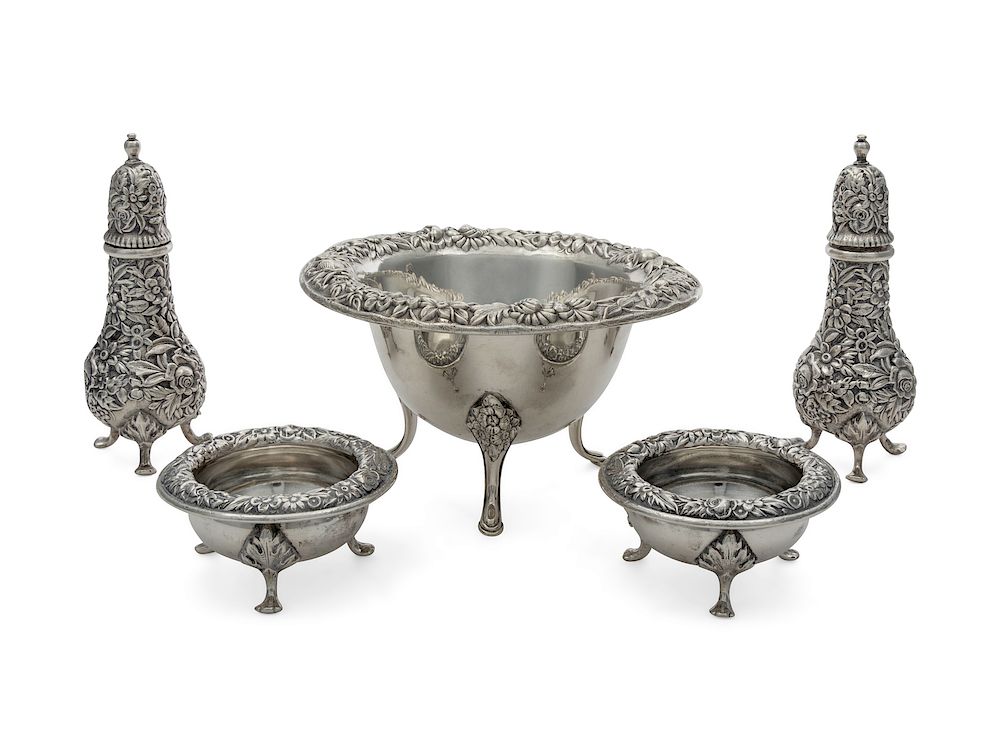 Appraisal: A Collection of Five American Silver Table Articl A Collection