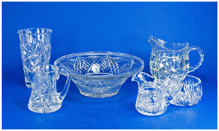 Appraisal: Assorted Cut Glass Crystal Items vase bowl jugs etc