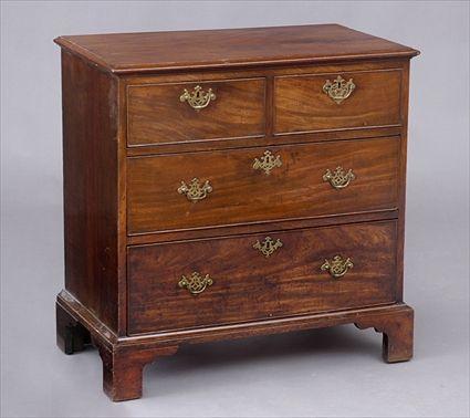 Appraisal: GEORGE III MAHOGANY CHEST OF DRAWERS The case with short