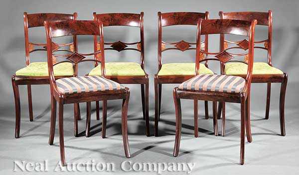 Appraisal: A Suite of Eight American Classical Inlaid Mahogany Dining Chairs