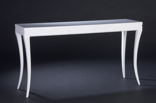 Appraisal: TOMMI PARZINGER White enameled wood console table with laminate top