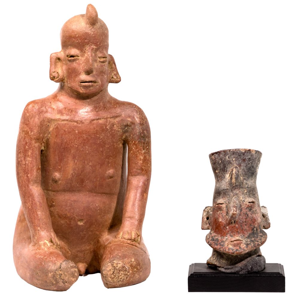 Appraisal: PRE-COLUMBIAN COLIMA STYLE FIGURES items including seated male figure and