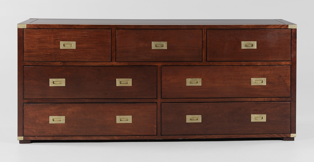 Appraisal: Brass-Mounted Mahogany Chest Chinese modern highly figured mahogany seven drawers