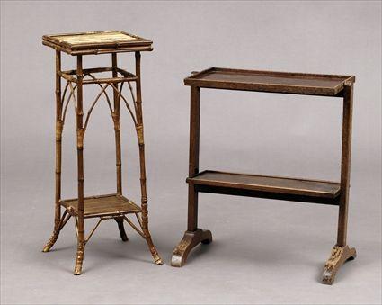 Appraisal: Victorian Bamboo Stand Together with a mahogany two-tier folding shelf