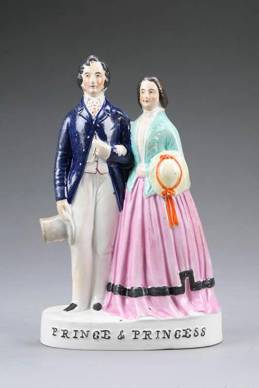 Appraisal: STAFFORDSHIRE FIGURE GROUP Depicting the Prince and Princess of Wales