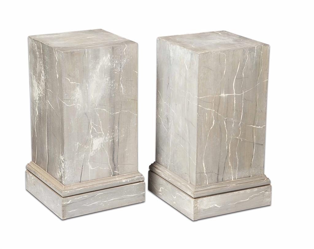 Appraisal: PAIR OF PAINTED FAUX MARBLE PLINTHS MODERN of plain square