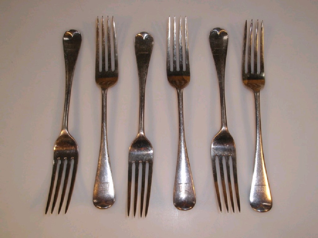 Appraisal: A set of six Old English pattern table forks by