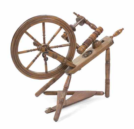 Appraisal: An American Spinning Wheel of typical form with turned supports