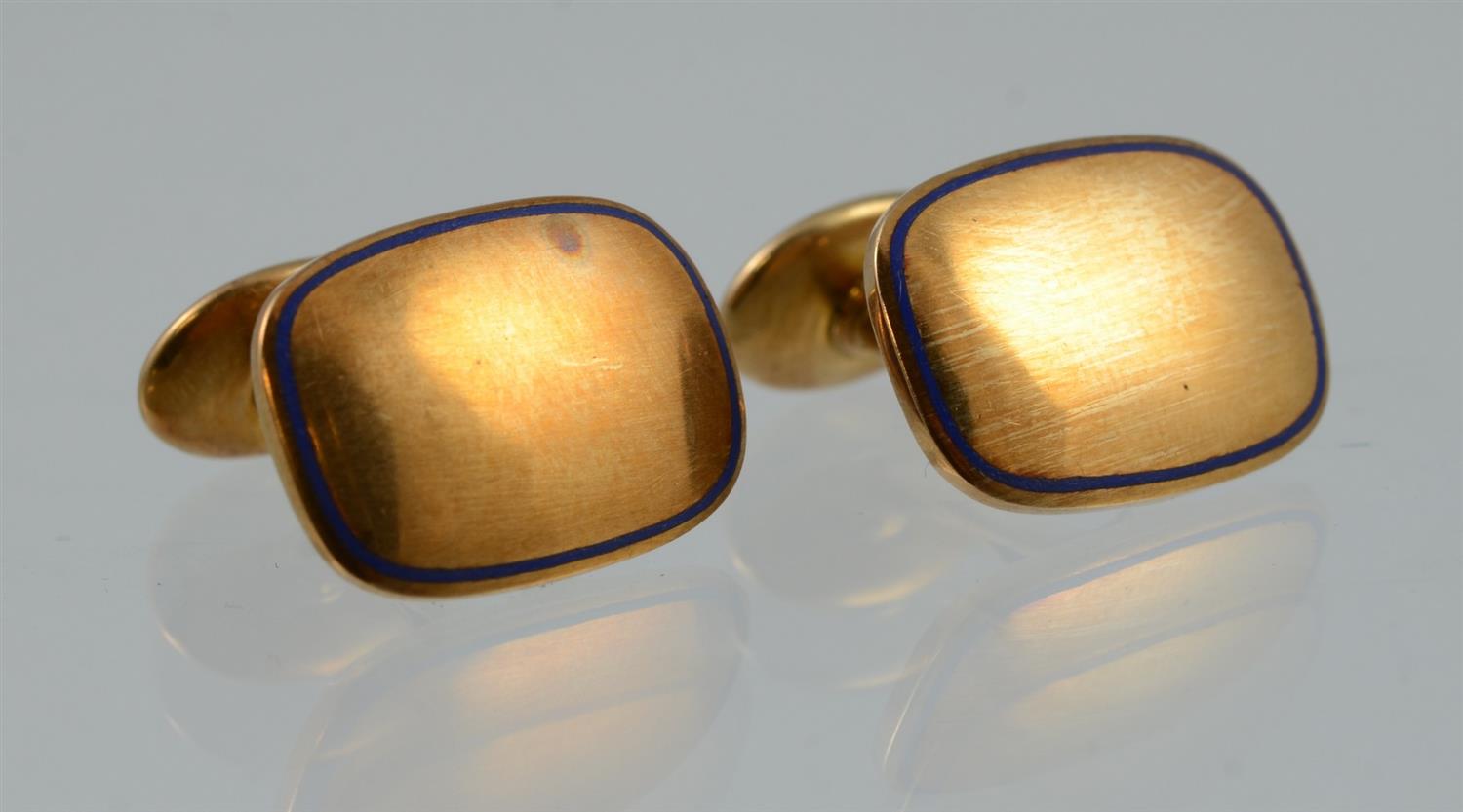 Appraisal: Antique K Yellow Gold and Enamel Cufflinks dwt