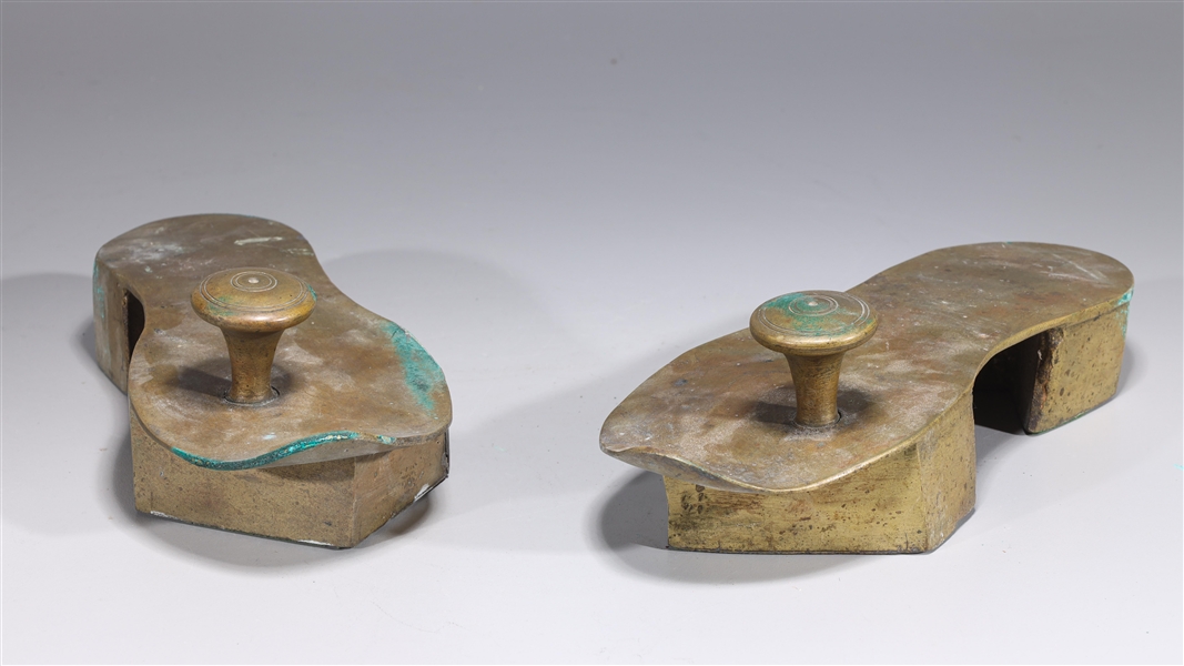 Appraisal: Pair of Bronze Padukah Shoes Paduka is an ancient form