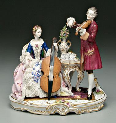 Appraisal: Capo-di-monte figural group th century musicians with cello and violin