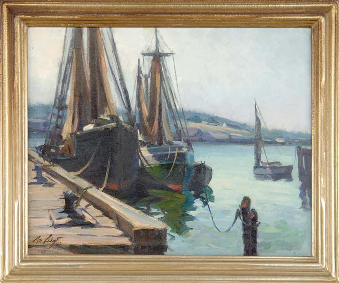 Appraisal: MARIA VERONICA LISZT American - GLOUCESTER BOATS Oil on canvas