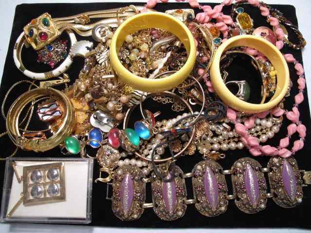 Appraisal: Tray lot of assorted costume jewelry Brands such as Renoir