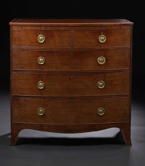 Appraisal: Regency Mahogany Bowfront Chest early th century the bowed top