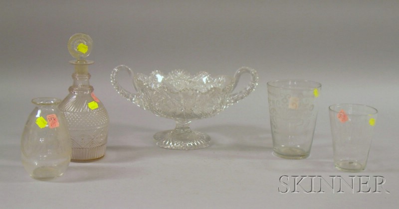 Appraisal: Five Pieces of Colorless Blown Molded and Cut Glass two