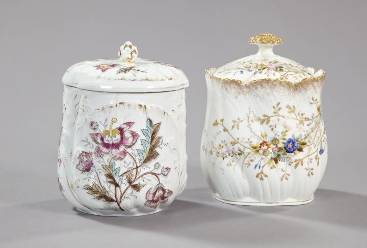 Appraisal: Two Continental Porcelain Biscuit Jars one an unusual and attractive