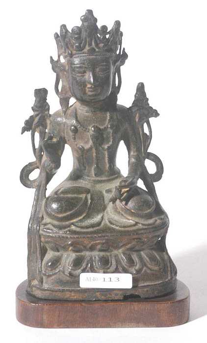 Appraisal: SEATED BODHISATTVA China Ming Dynasty H cm Dark bronze on