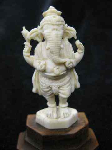 Appraisal: Carved Ivory Figurine of a goddesselephant head wooden base fine