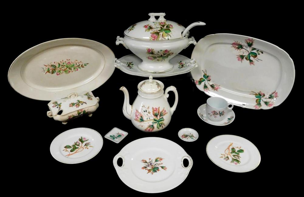 Appraisal: CHINA English Ironstone Moss Rose pattern most c fifteen pieces