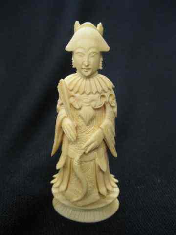 Appraisal: Chinese Carved Ivory Figurine of an Empress fine detail -