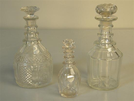 Appraisal: th century mallet shaped decanter another with hobnail cut decoration