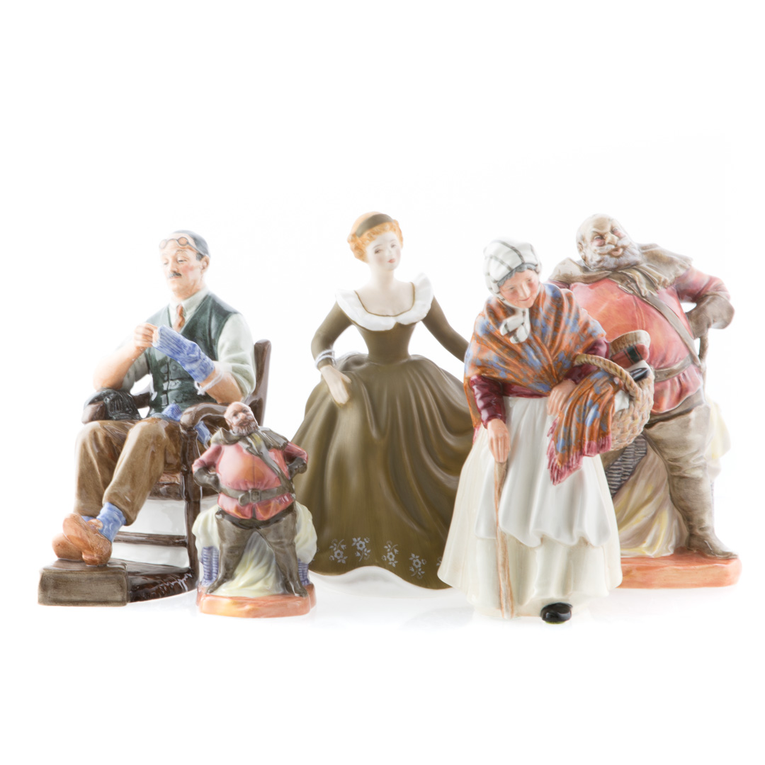 Appraisal: Five Royal Doulton Figures including Grandma HN The Bachelor HN