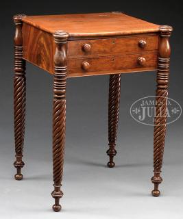 Appraisal: SHERATON MAHOGANY -DRAWER WORK TABLE Second quarter th century probably