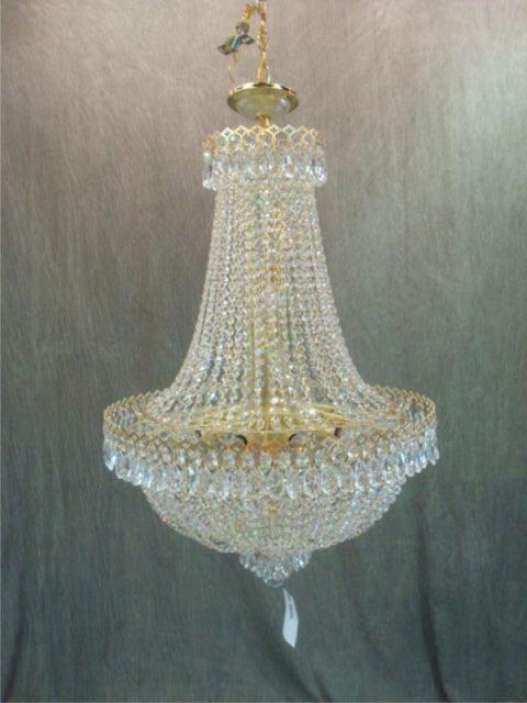 Appraisal: Gilt Metal Multi Crystal Balloon Form Chandelier From a New