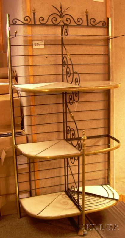 Appraisal: French-style Brass-mounted Iron Baker's Rack ht wd in