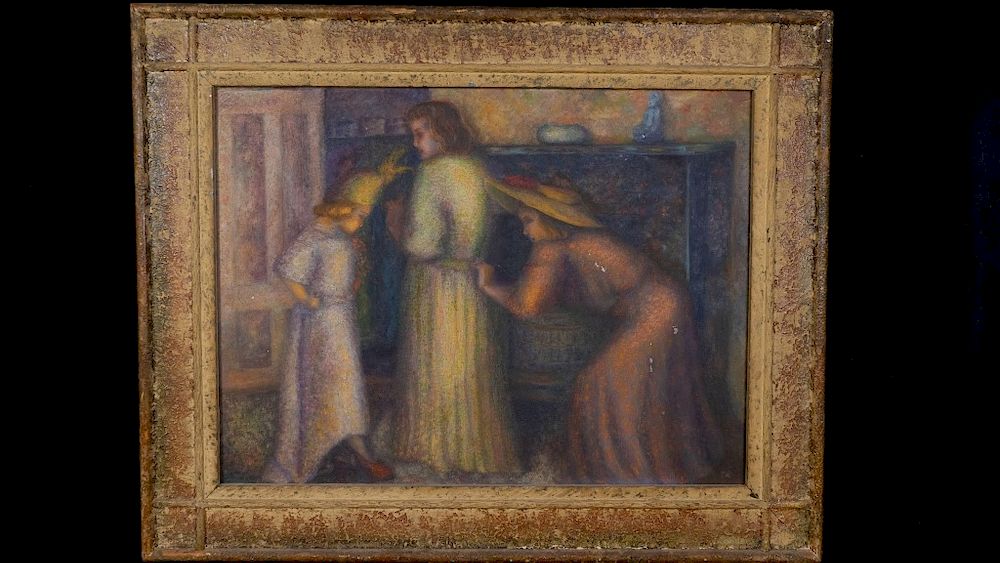 Appraisal: Impressionist Oil Painting Of Three Girls Oil On Canvas In