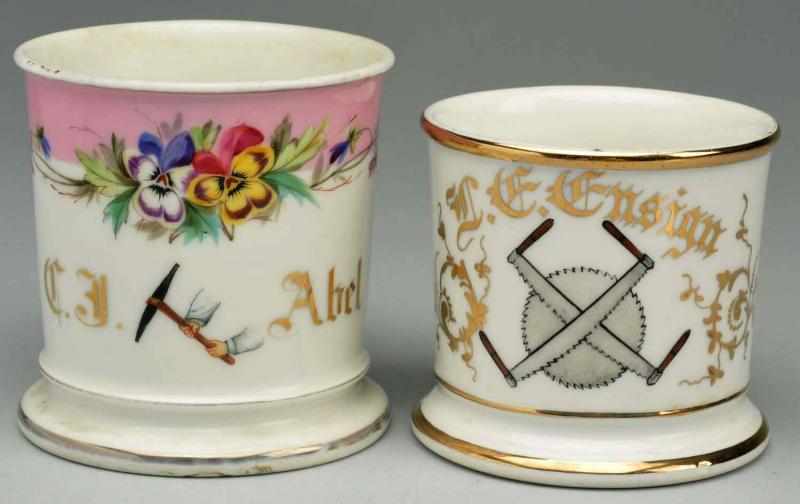 Appraisal: Lot of Shaving Mugs Includes one miner's mug with floral